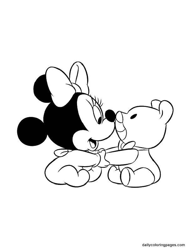 Coloring Mrs. mouse and the bear. Category Disney coloring pages. Tags:  Mrs. mouse, bear, toy.