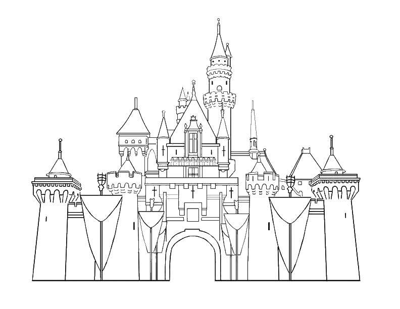 Название: Раскраска Замок с аркой. Категория: Замки. Теги: замок, башни, лестница.
