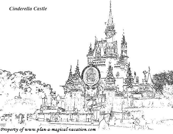 Coloring Cinderella castle. Category Locks . Tags:  castle, Cinderella, towers.