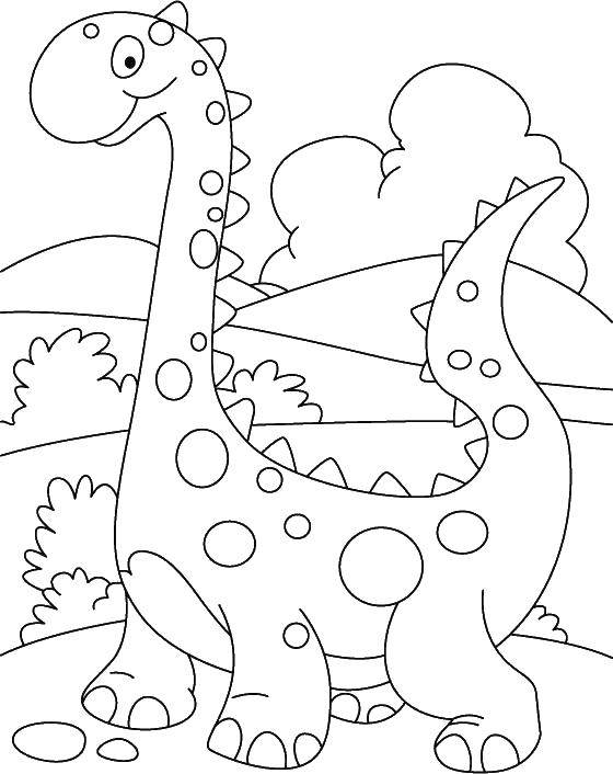 Coloring Dinosaur on a hill. Category dinosaur. Tags:  dinosaur, hill, circles, just.