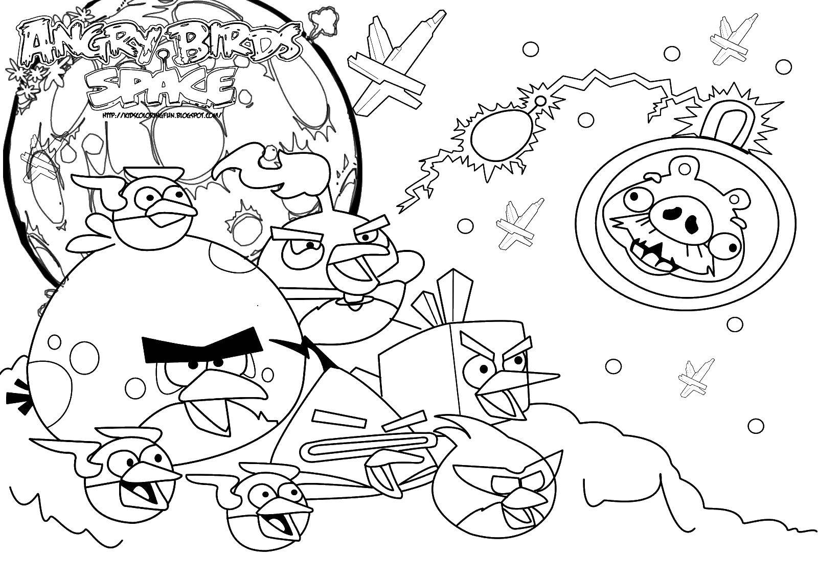 Coloring Angry birds game. Category angry birds. Tags:  angry birds, pig, bird.