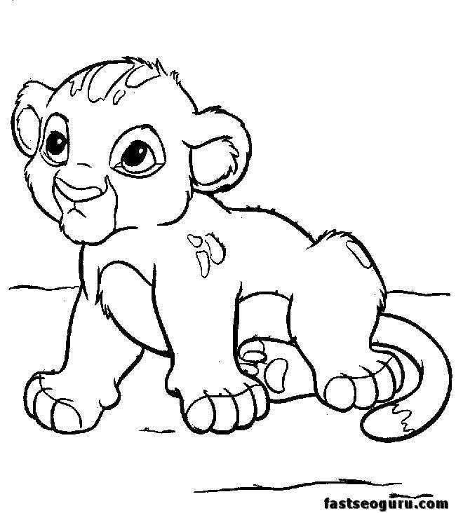 Название: Раскраска Маленький львенок. Категория: мультфильмы. Теги: мультфильмы, Король лев, львенок.