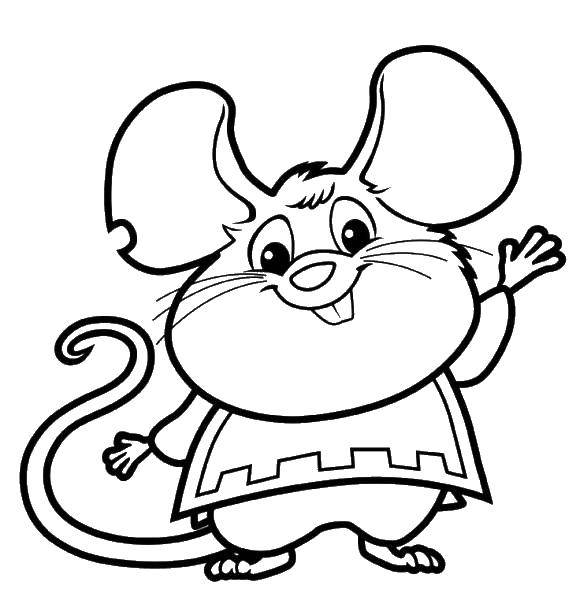 Название: Раскраска Мышонок в плаще. Категория: мультфильмы. Теги: мышка, уши, хвост, плащ.