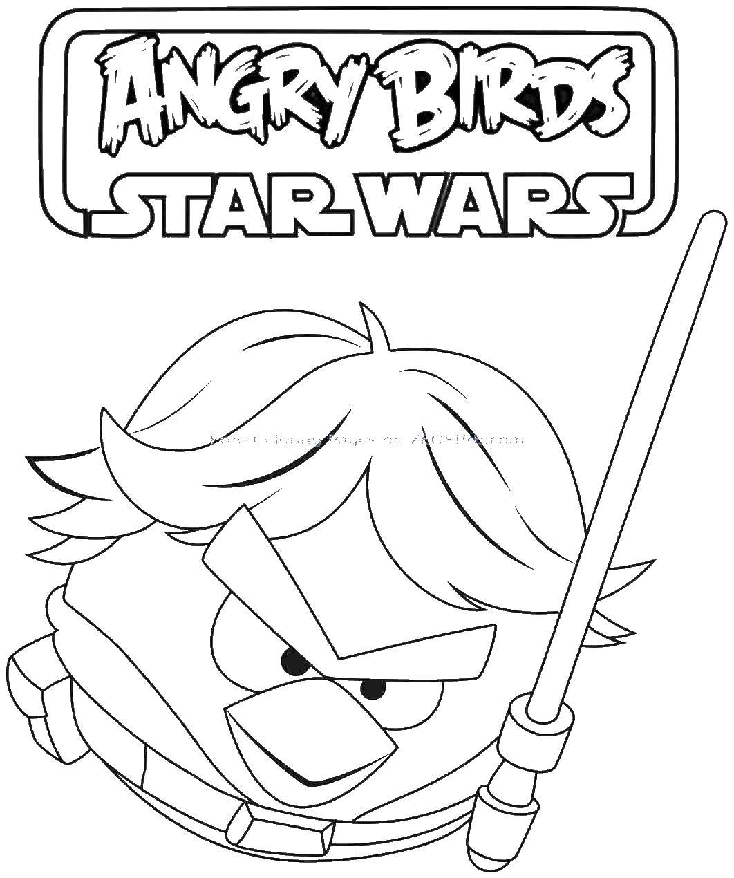 Coloring A bird with a sword. Category angry birds. Tags:  angry birds, bird, sword.