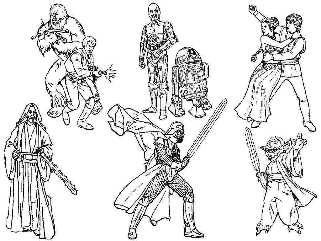 Coloring Different characters star wars. Category movie. Tags:  movies, Star wars, heroes.