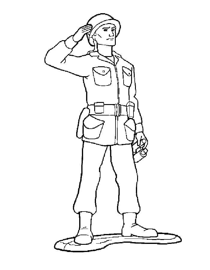 Coloring The soldier saluted. Category military coloring pages. Tags:  soldier. war.