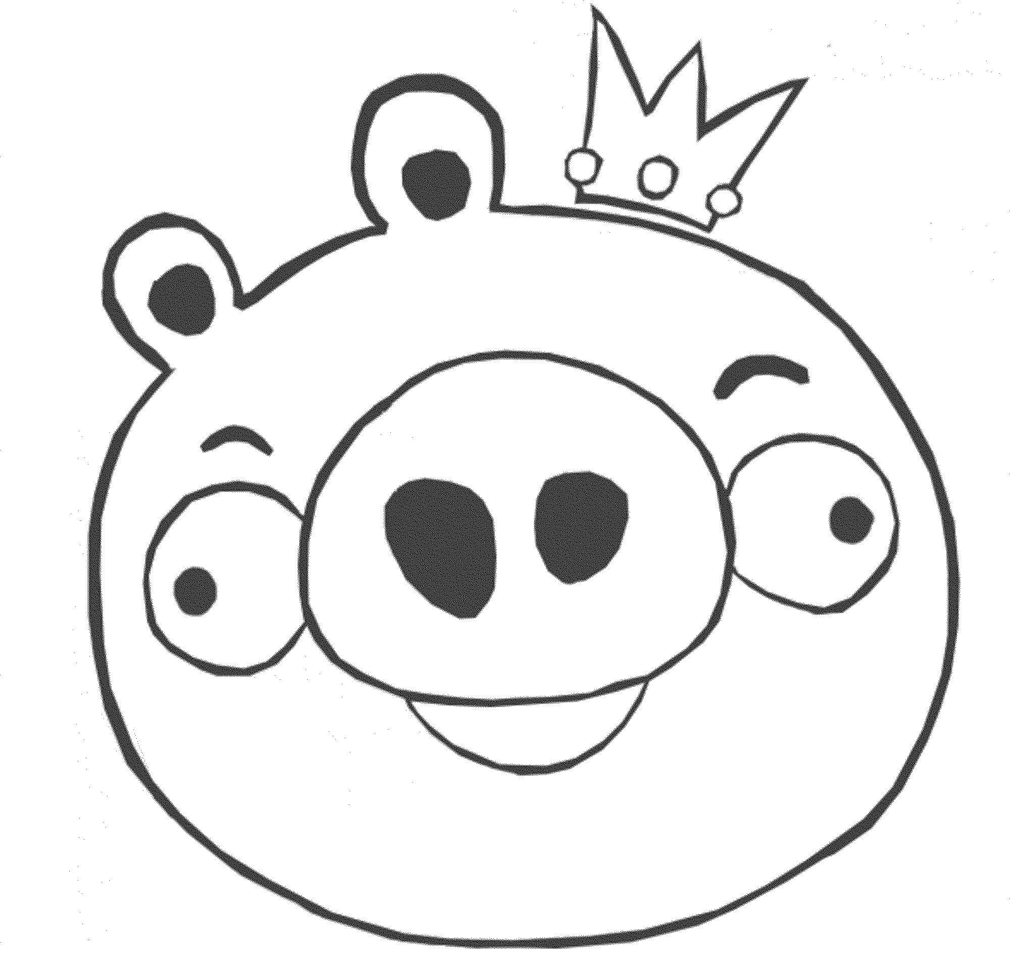 Coloring Pig with crown. Category angry birds. Tags:  angry birds, pig, crown.