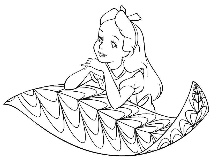Coloring Cinderella and leaf. Category cartoons. Tags:  Cinderella, leaf, girl.