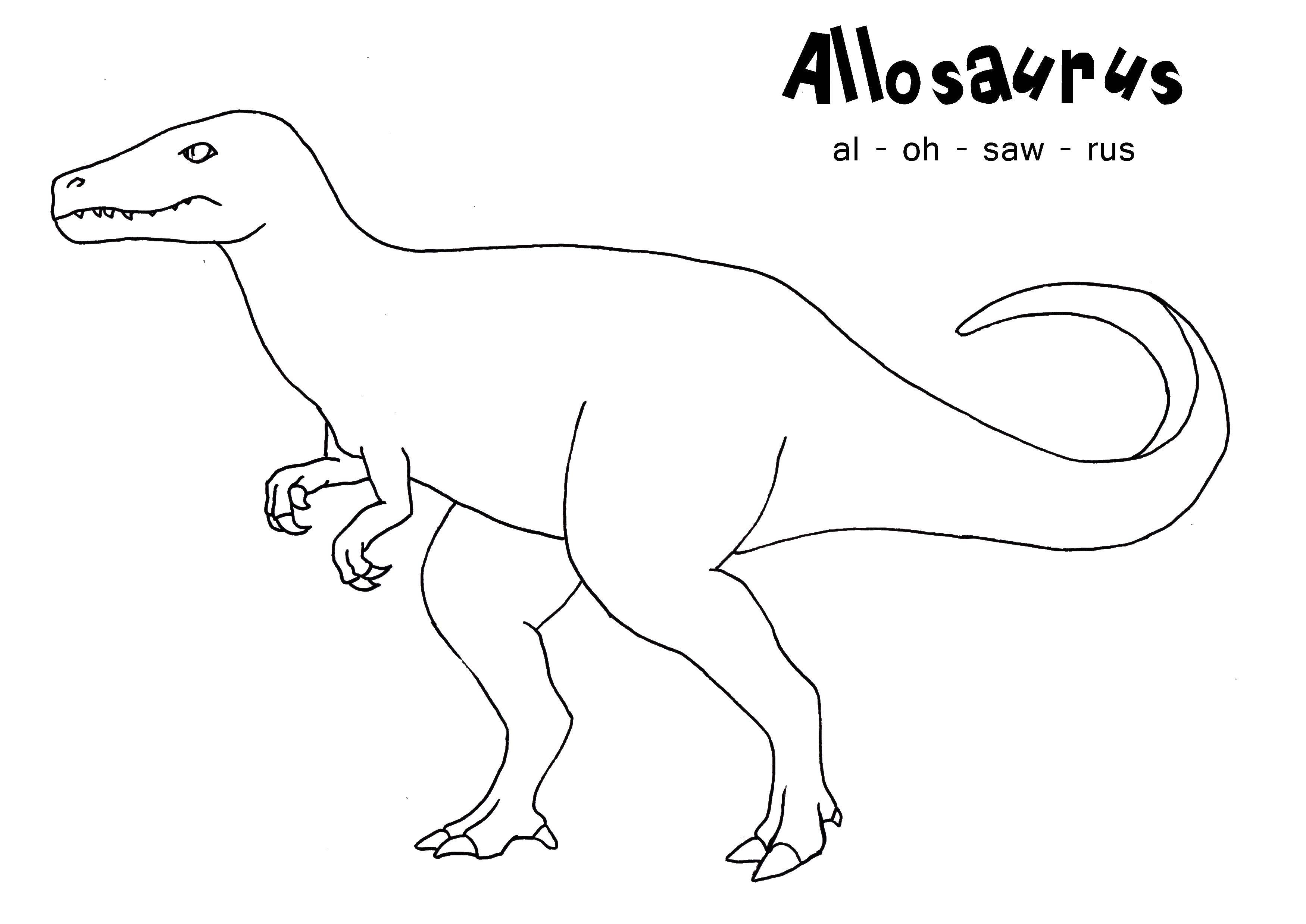 Название: Раскраска Аллозавр. Категория: динозавр. Теги: аллозавр, динозавры.