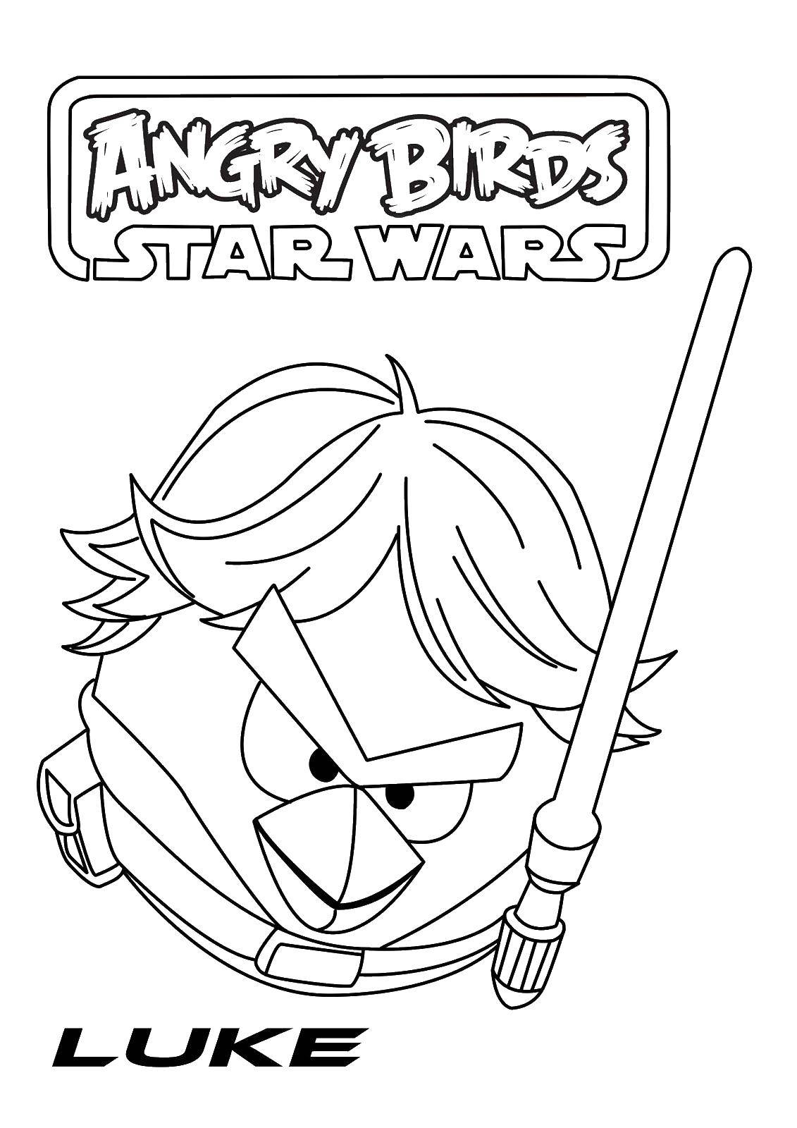 Coloring Angry birds Luke Skywalker. Category angry birds. Tags:  Luke Skywalker, angry birds.