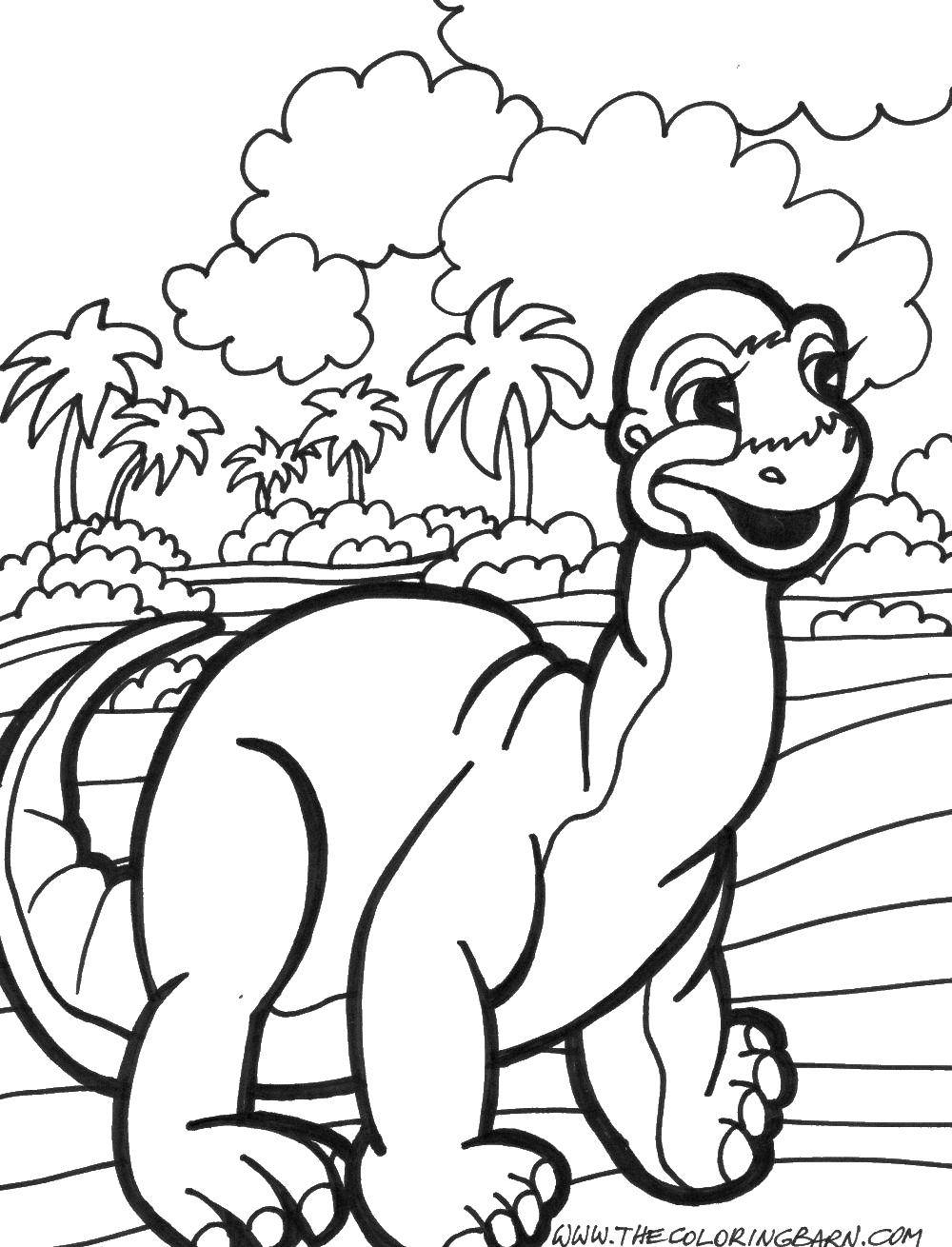 Coloring A baby dinosaur. Category Cartoon character. Tags:  cartoon baby dinosaur.