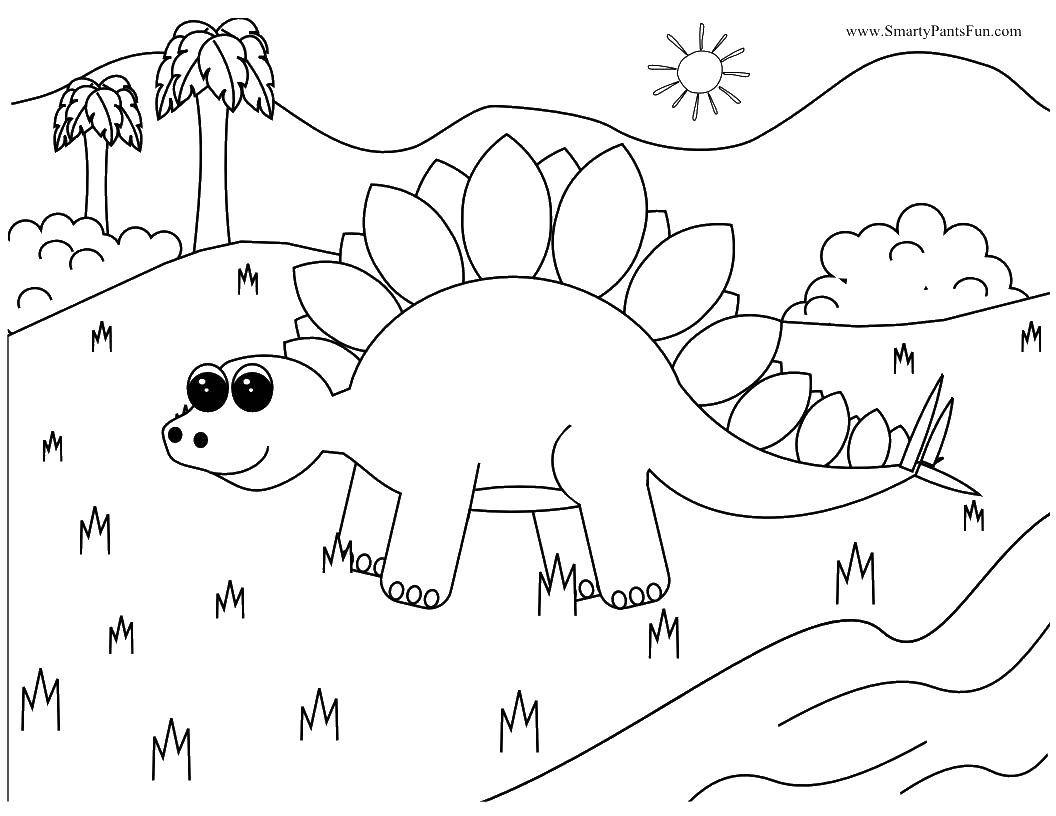 Название: Раскраска Детеныш стегозавра. Категория: Персонаж из мультфильма. Теги: детеныш, стегозавр.