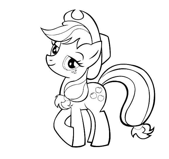 Название: Раскраска Эпл джек пони в шляпе. Категория: мой маленький пони. Теги: эпл джек, пони.