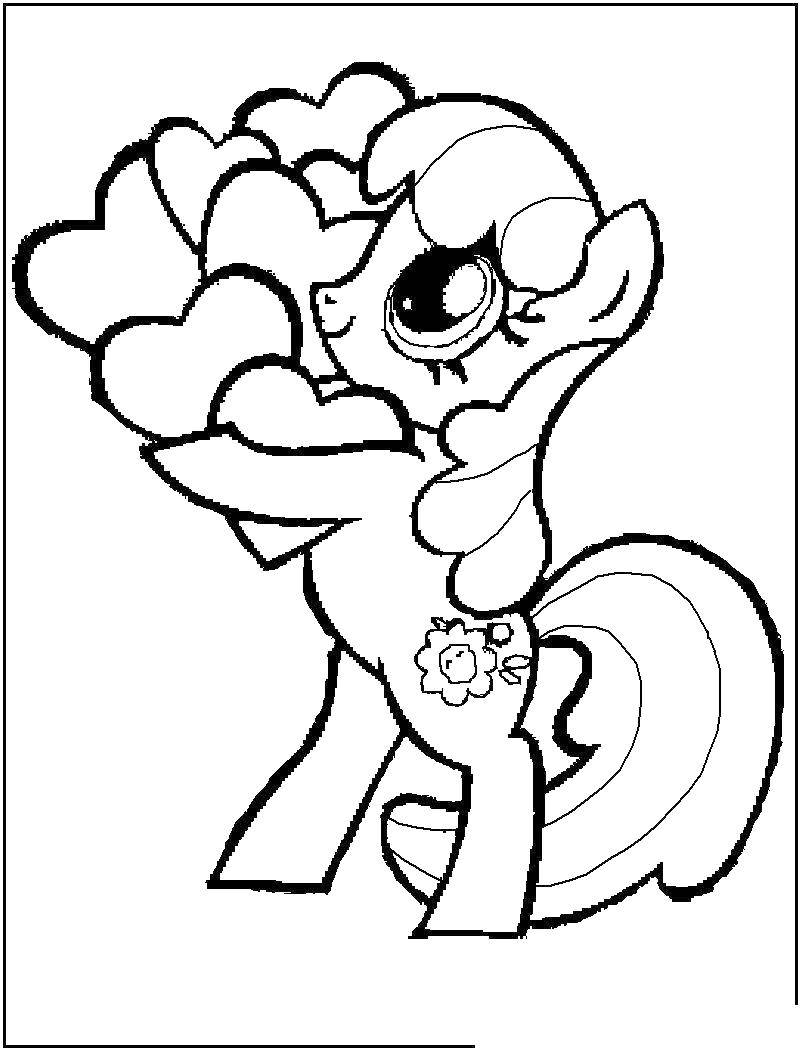 Coloring Ponies with hearts. Category my little pony. Tags:  ponies, hearts.