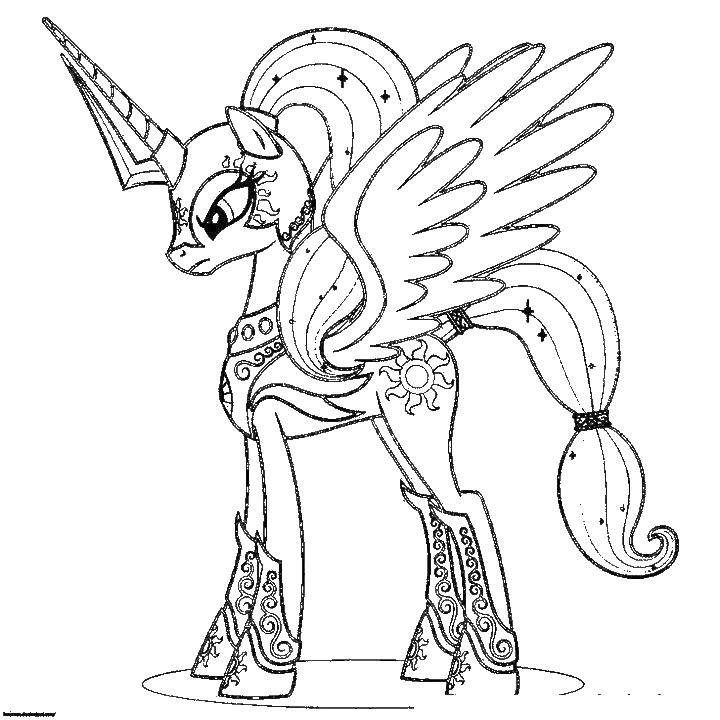 Название: Раскраска Принцесса селестия в доспехах. Категория: мой маленький пони. Теги: мой маленький пони.