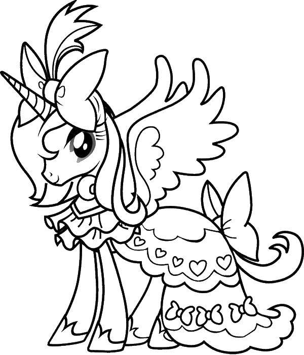 Название: Раскраска Принцесса селестия в платье. Категория: мой маленький пони. Теги: принцесса селестия.