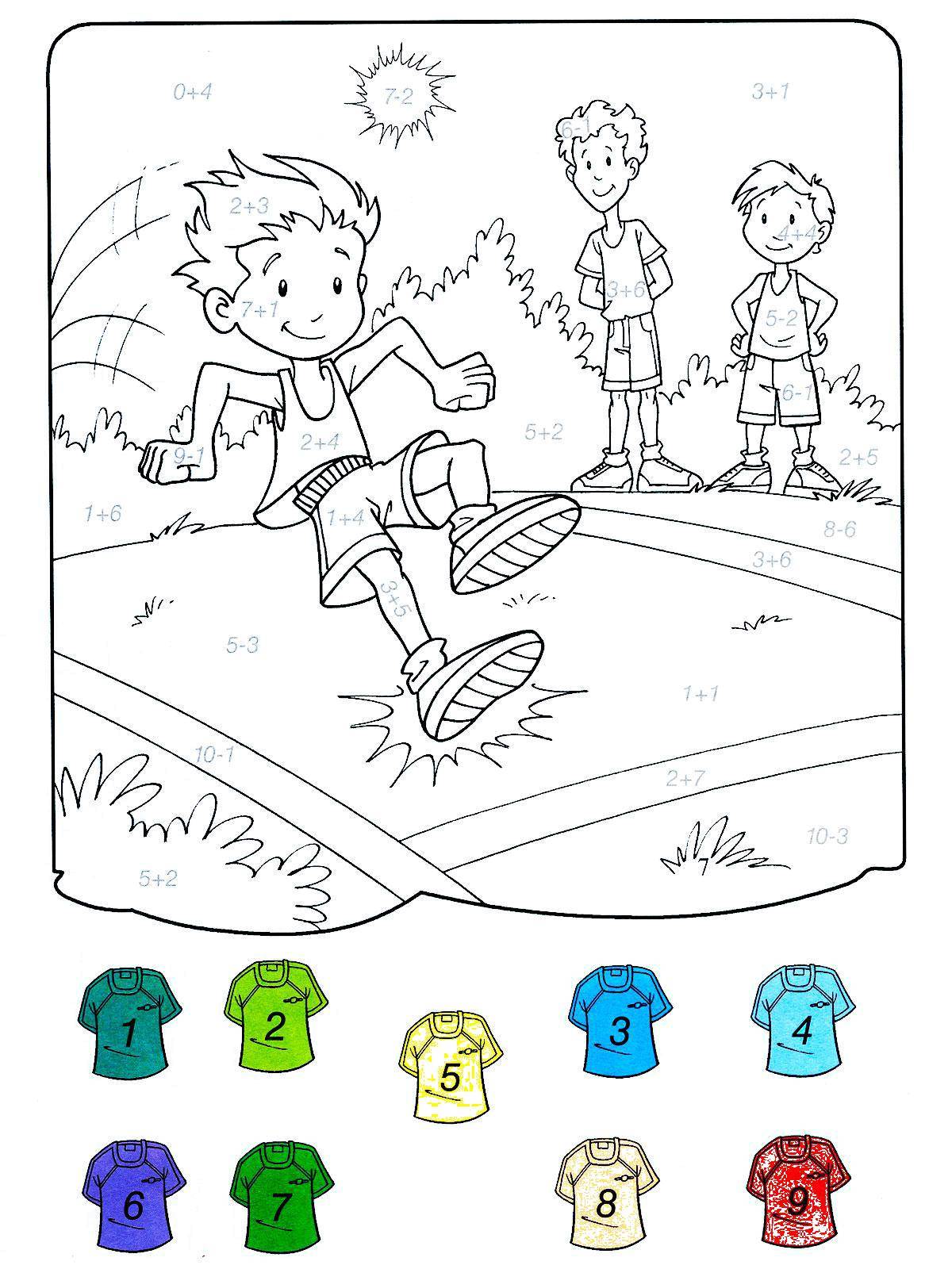 Coloring Paint a picture solving examples. Category mathematical coloring pages. Tags:  examples, kids, math, games.