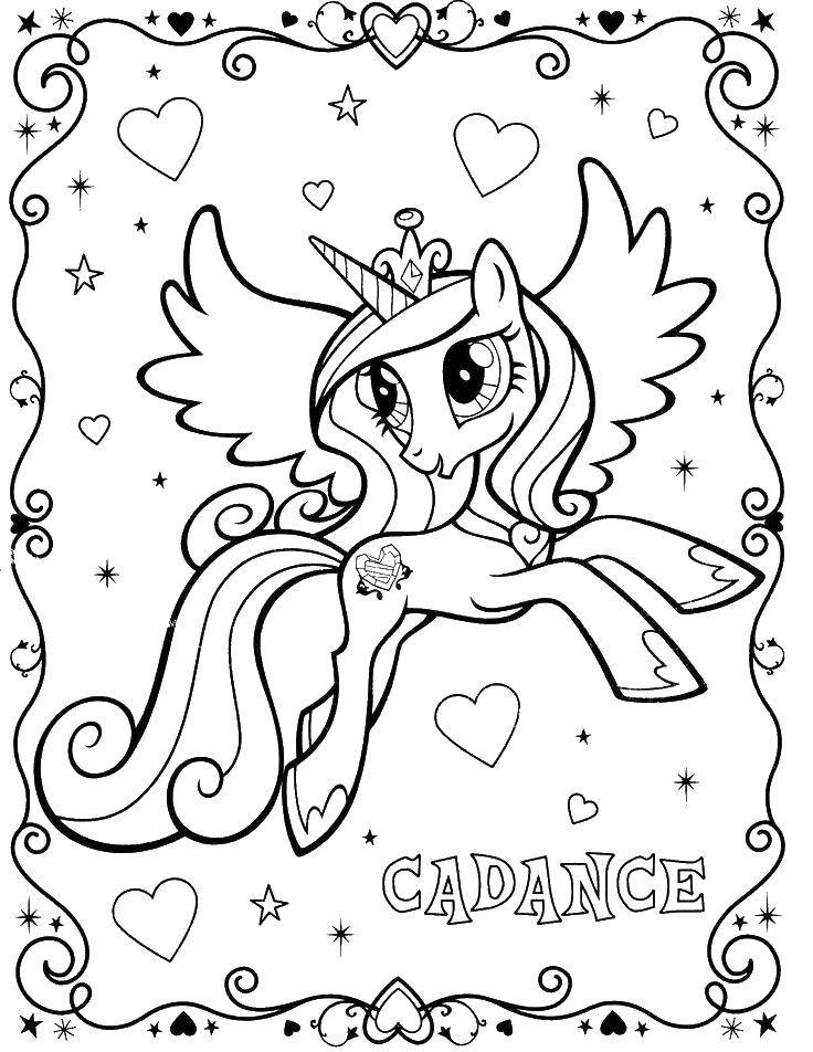 Название: Раскраска Принцесса каденс. Категория: мой маленький пони. Теги: принцесса каденс.
