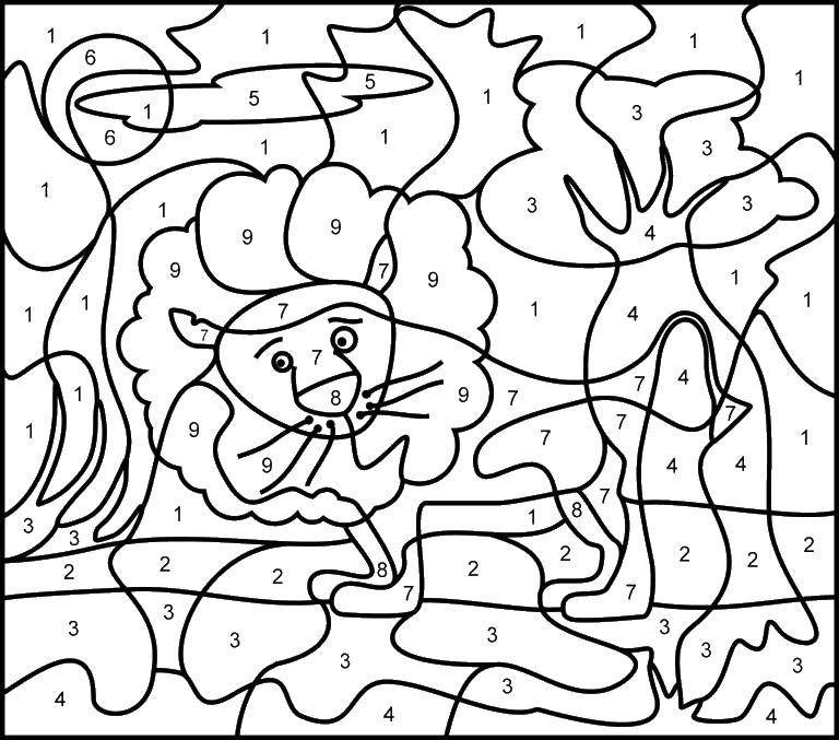 Coloring Lion in the night. Category the mathematical coloring book. Tags:  the mathematical coloring book.