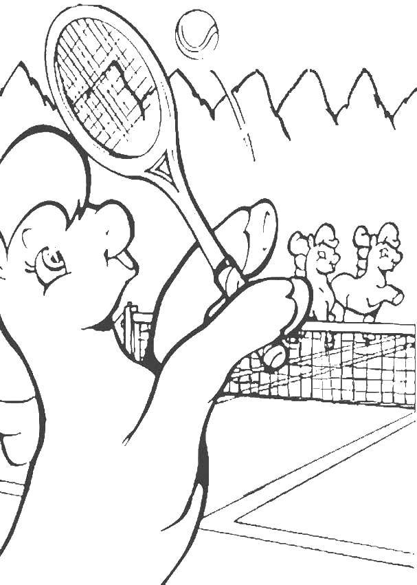 Название: Раскраска Пони играет в теннис. Категория: мой маленький пони. Теги: пони, теннис, ракетка.