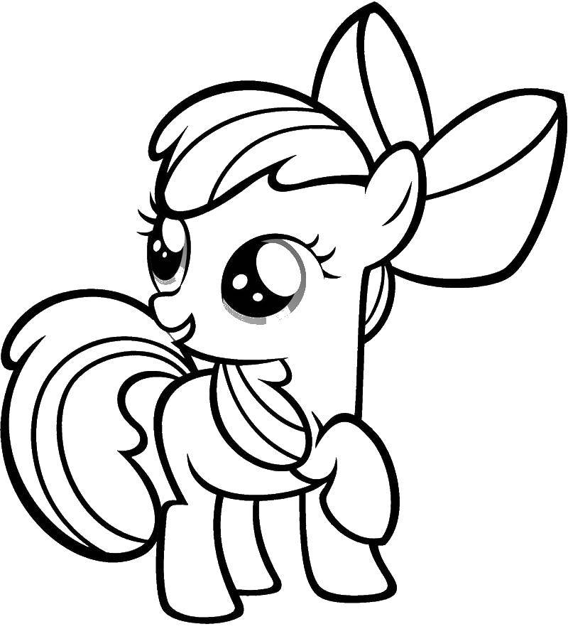 Coloring Pony with bow. Category my little pony. Tags:  pony, bow, tail.
