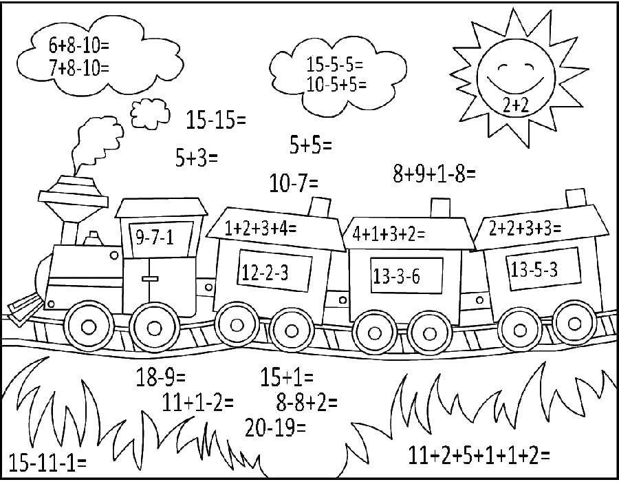 Coloring Paint a picture solving examples. Category mathematical coloring pages. Tags:  examples, math, cars.