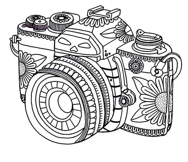 Coloring Camera with pictures. Category appliances. Tags:  camera, drawings.