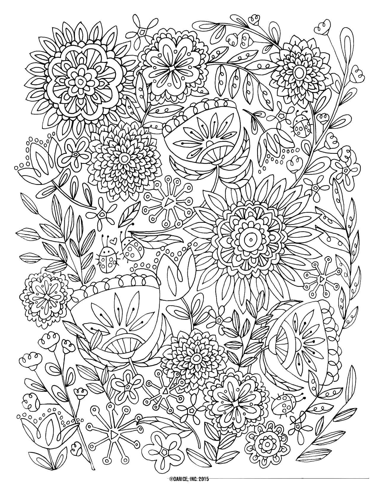 Coloring Colors. Category Patterns with flowers. Tags:  flowers, patterns.
