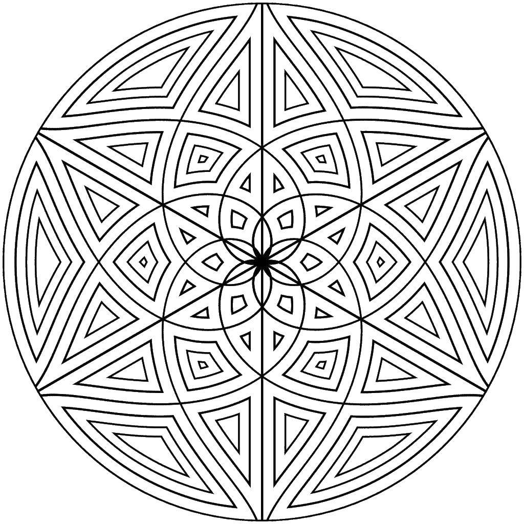 Название: Раскраска Геометрически украшенный круг. Категория: Узоры. Теги: Узоры, геометрические.