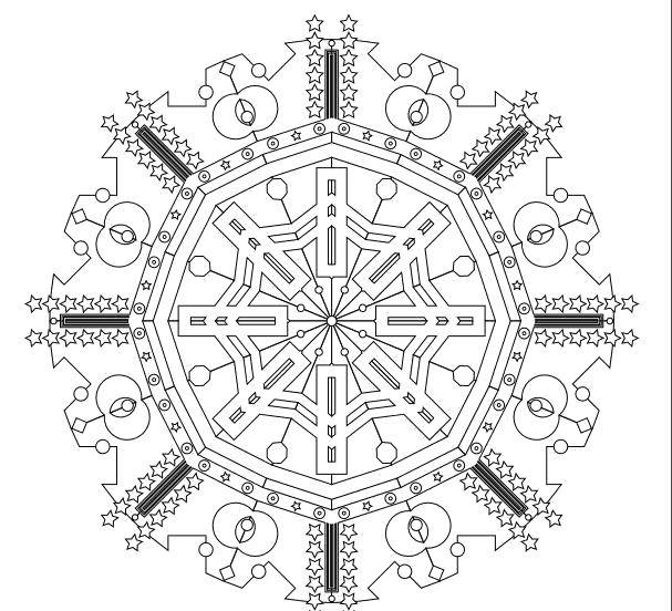 Coloring Unusual patterned snowflake. Category Patterns. Tags:  Snowflakes, snow, winter.