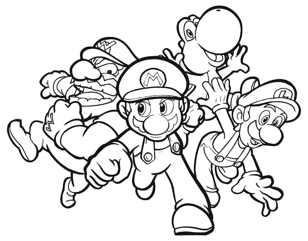 Название: Раскраска Марио и его друзья. Категория: марио. Теги: марио, кепка, друзья.