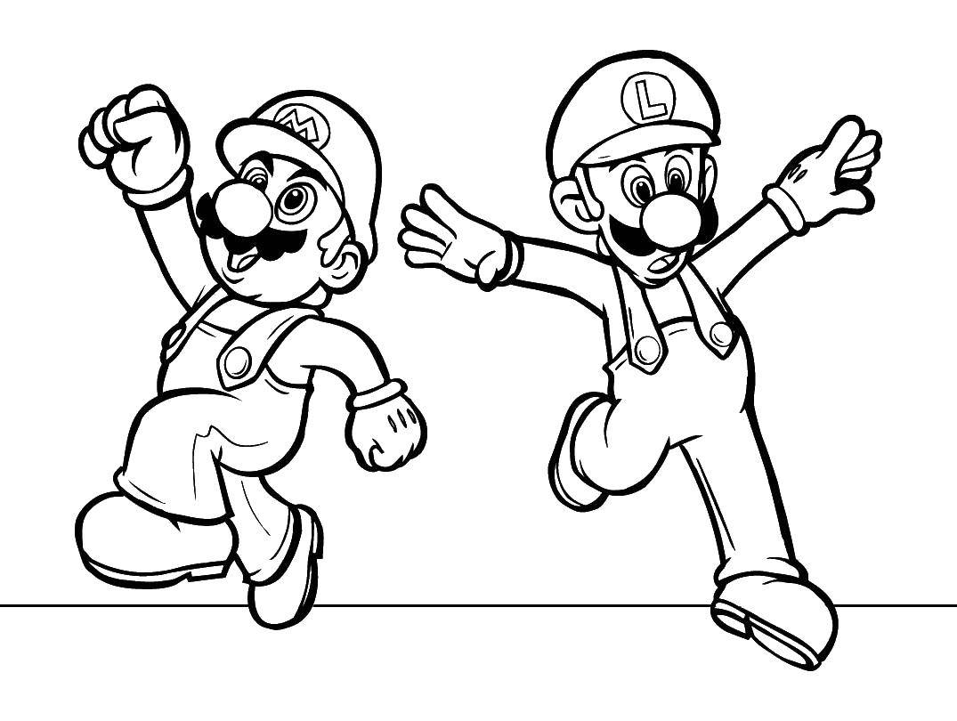 Скачать и распечатать раскраску Марио
