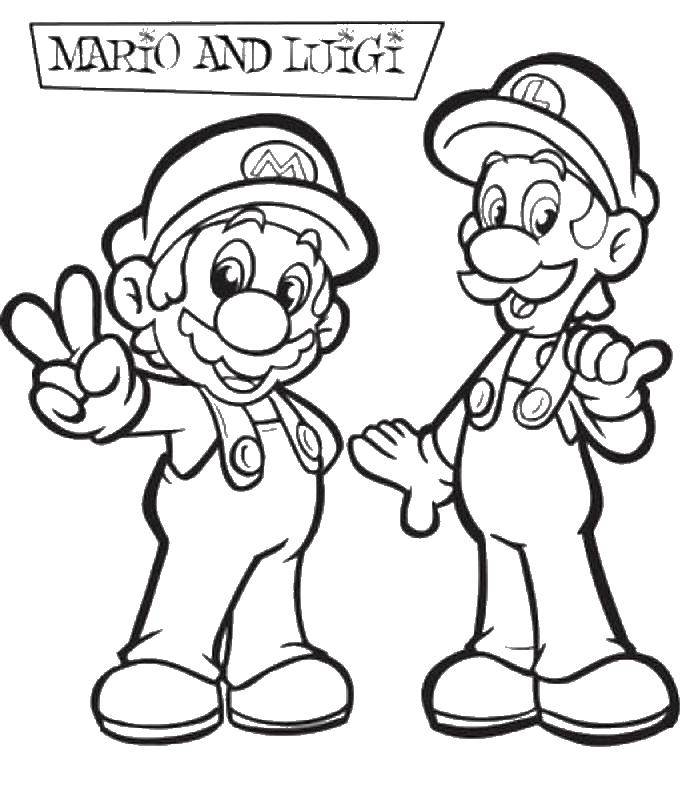 Название: Раскраска Братья марио и луиджи. Категория: Персонаж из игры. Теги: Игры, Марио.