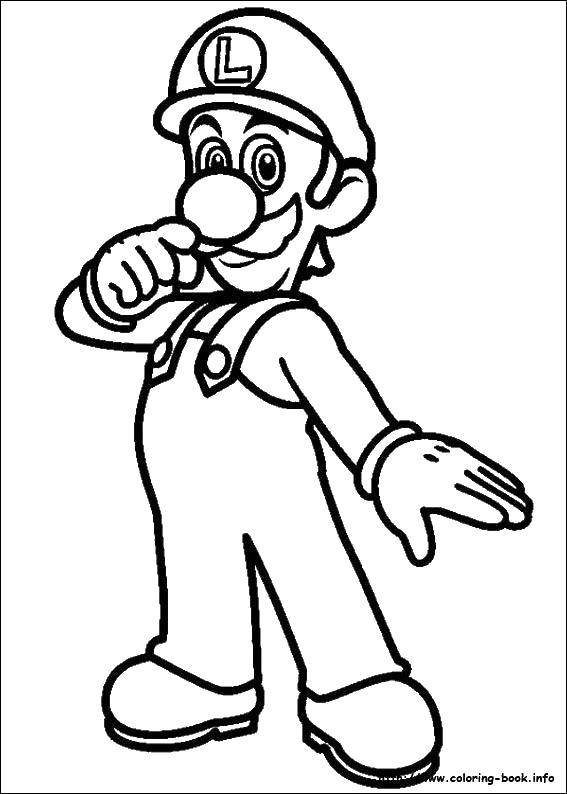 Название: Раскраска Луиджи марио.. Категория: Персонаж из игры. Теги: Игры, Марио.