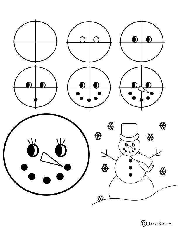 Опис: розмальовки  Малюнки сніговика. Категорія: як намалювати покроково. Теги:  сніговик, шарф, шапка.