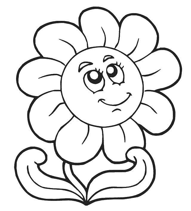 Coloring Flower with face. Category flowers. Tags:  flower, flowers, smile.