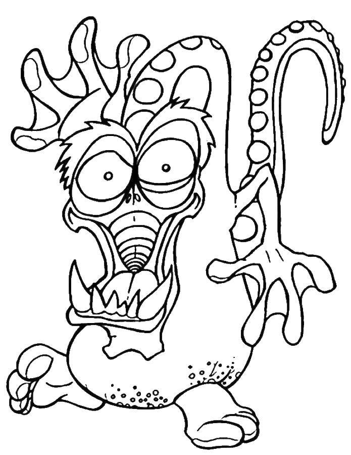 Coloring Dragon lizard. Category Coloring pages monsters. Tags:  monster.