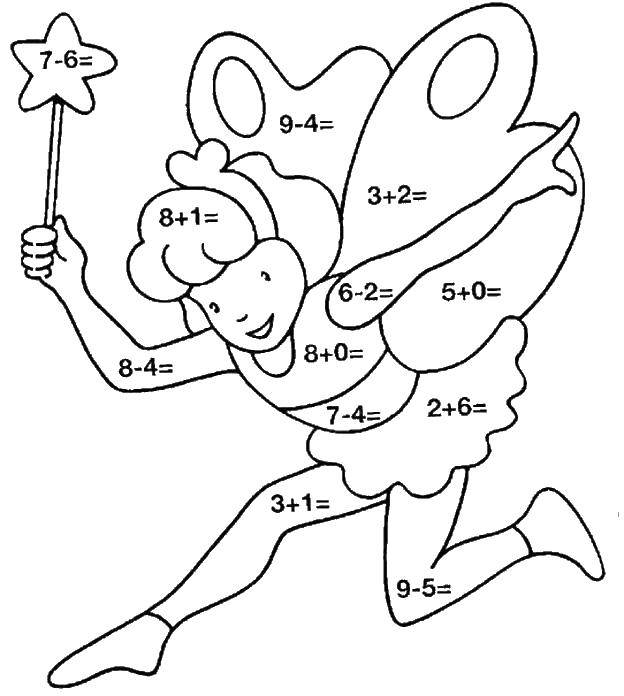 Coloring Fairy. Category mathematical coloring pages. Tags:  Fairy, riddles.