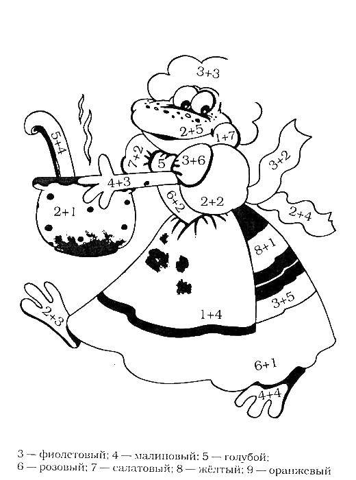 Coloring Frog hostess. Category mathematical coloring pages. Tags:  frog puzzles.