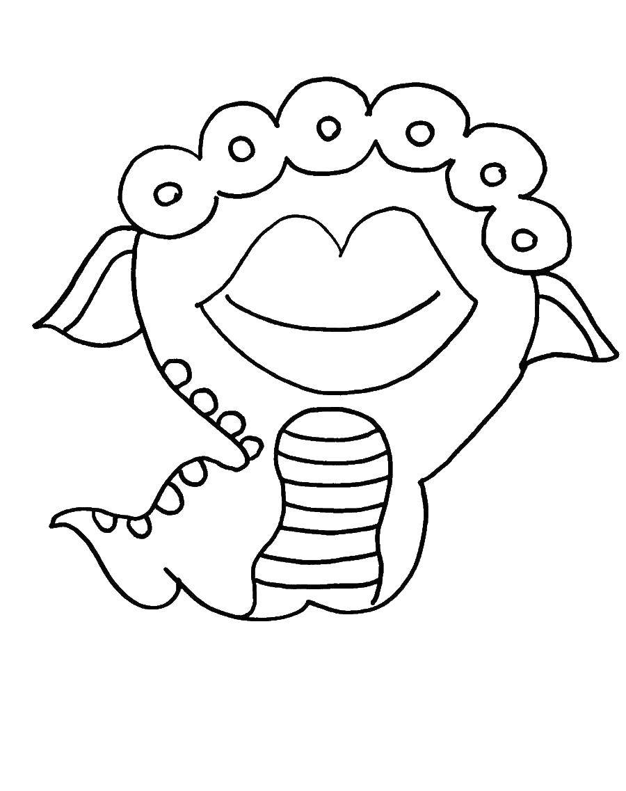 Coloring A monster with 6 eyes. Category Coloring pages monsters. Tags:  monsters.