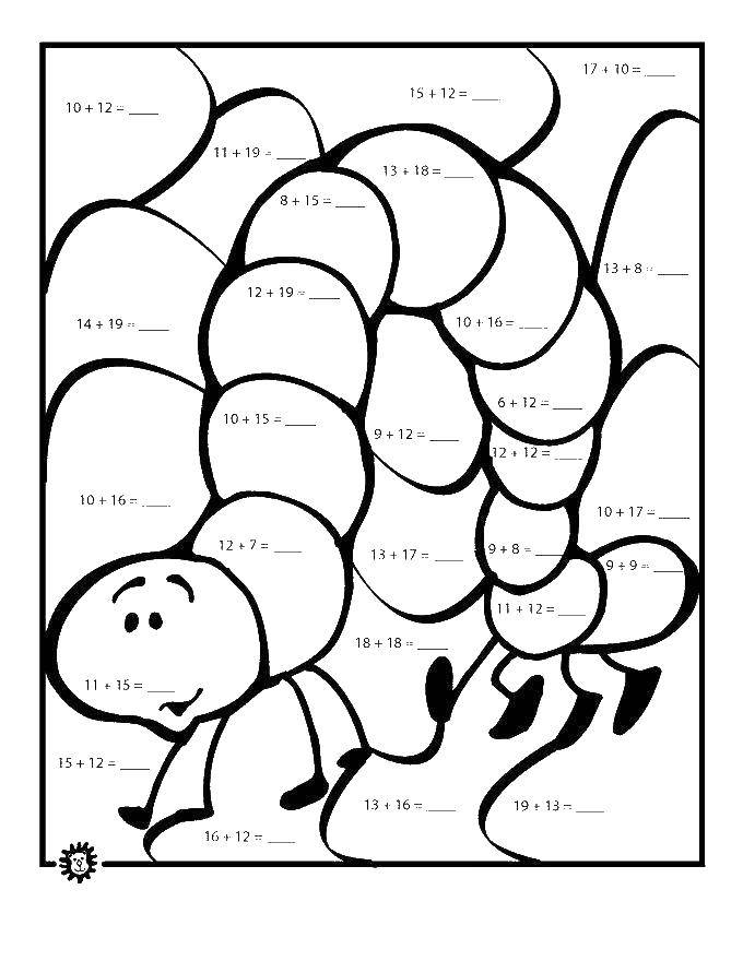 Coloring Caterpillar. Category mathematical coloring pages. Tags:  riddles.