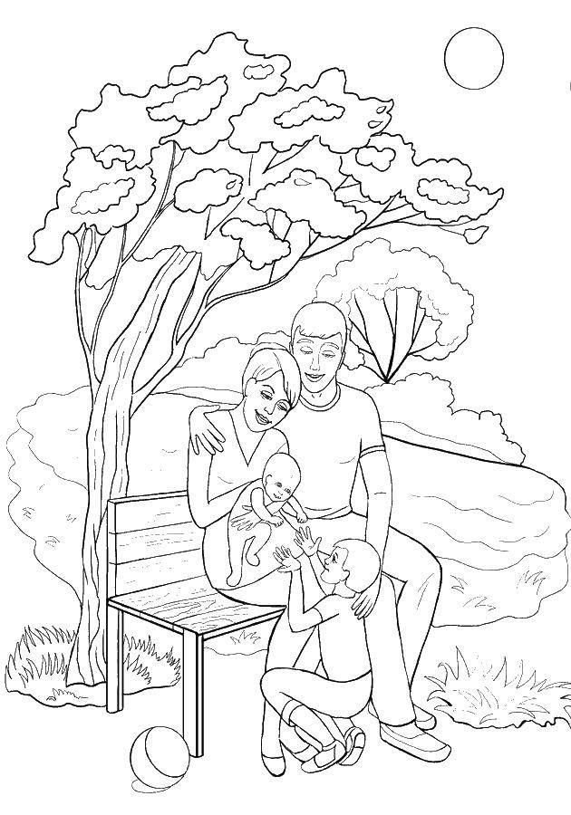 Coloring Parents with children. Category my family. Tags:  tree skameika, family.