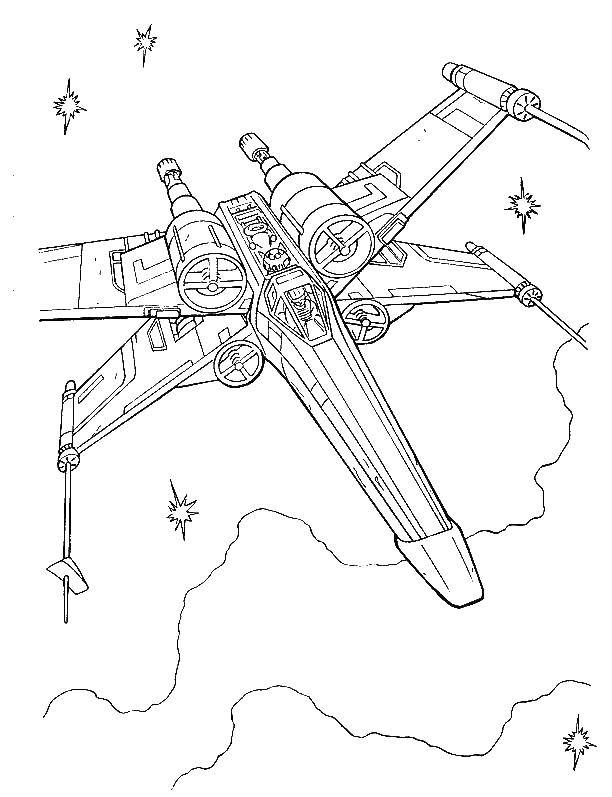 Розмальовки  Корабель із зоряних воєн. Завантажити розмальовку космічні кораблі, зоряні війни.  Роздрукувати ,космічні кораблі,