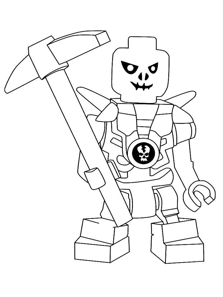 Название: Раскраска Лего скелет. Категория: Лего. Теги: лего, конструктор, скелет.