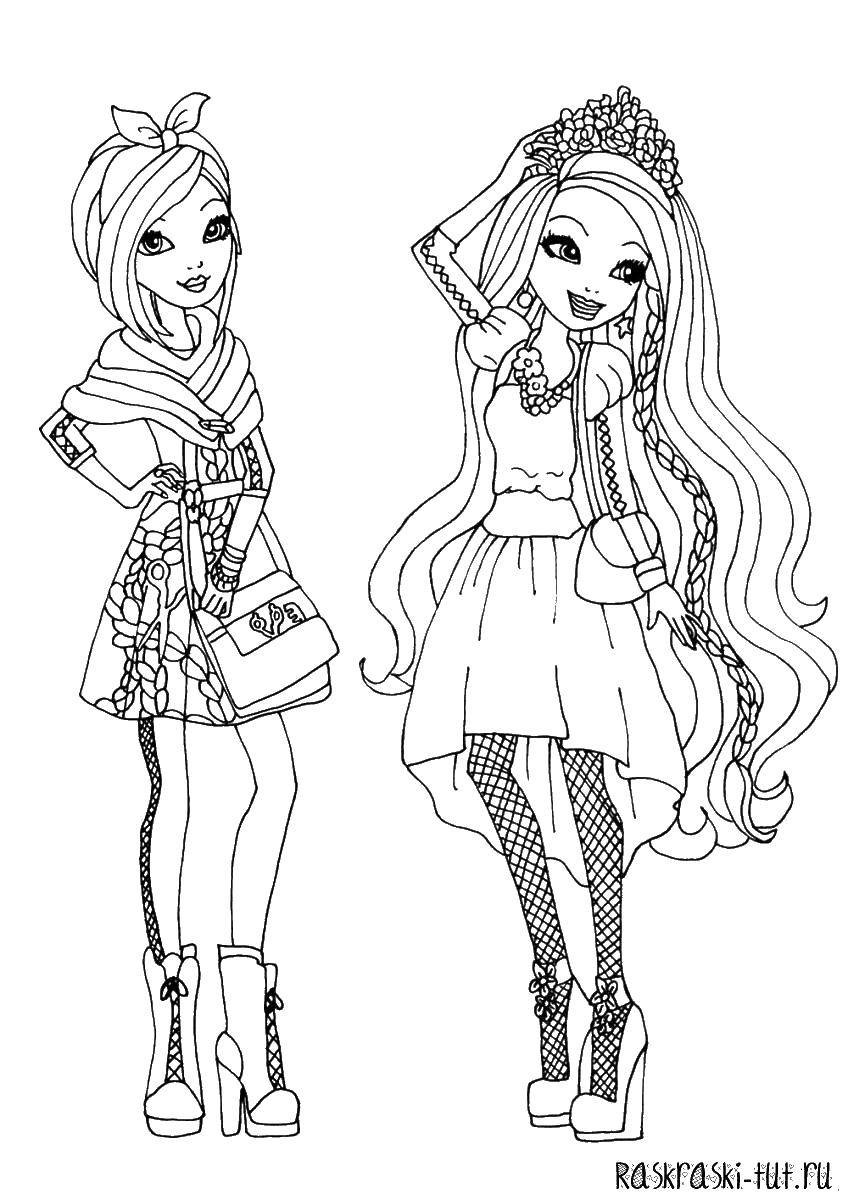 Coloring Two beautiful girls. Category For girls. Tags:  girls, for girls, Barbie.