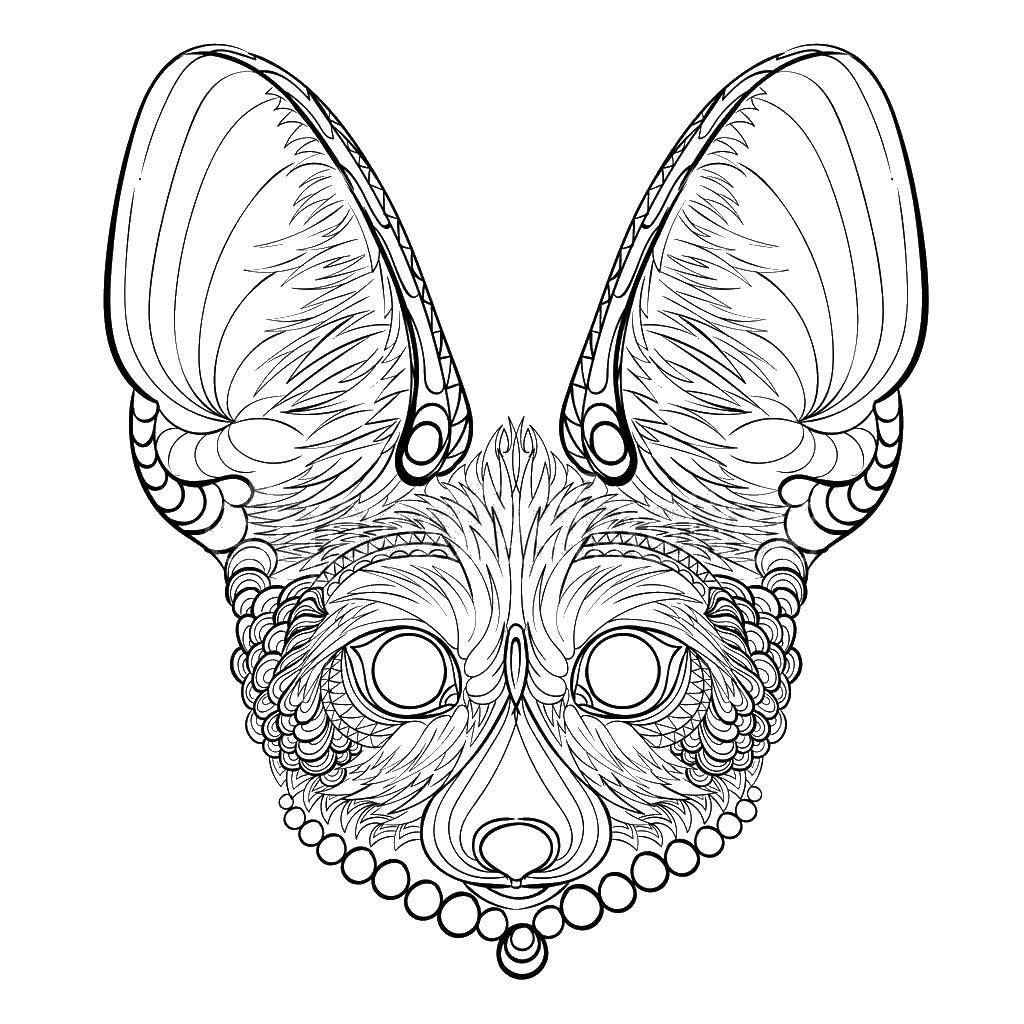 Coloring Fox mask. Category mask. Tags:  mask, Fox.