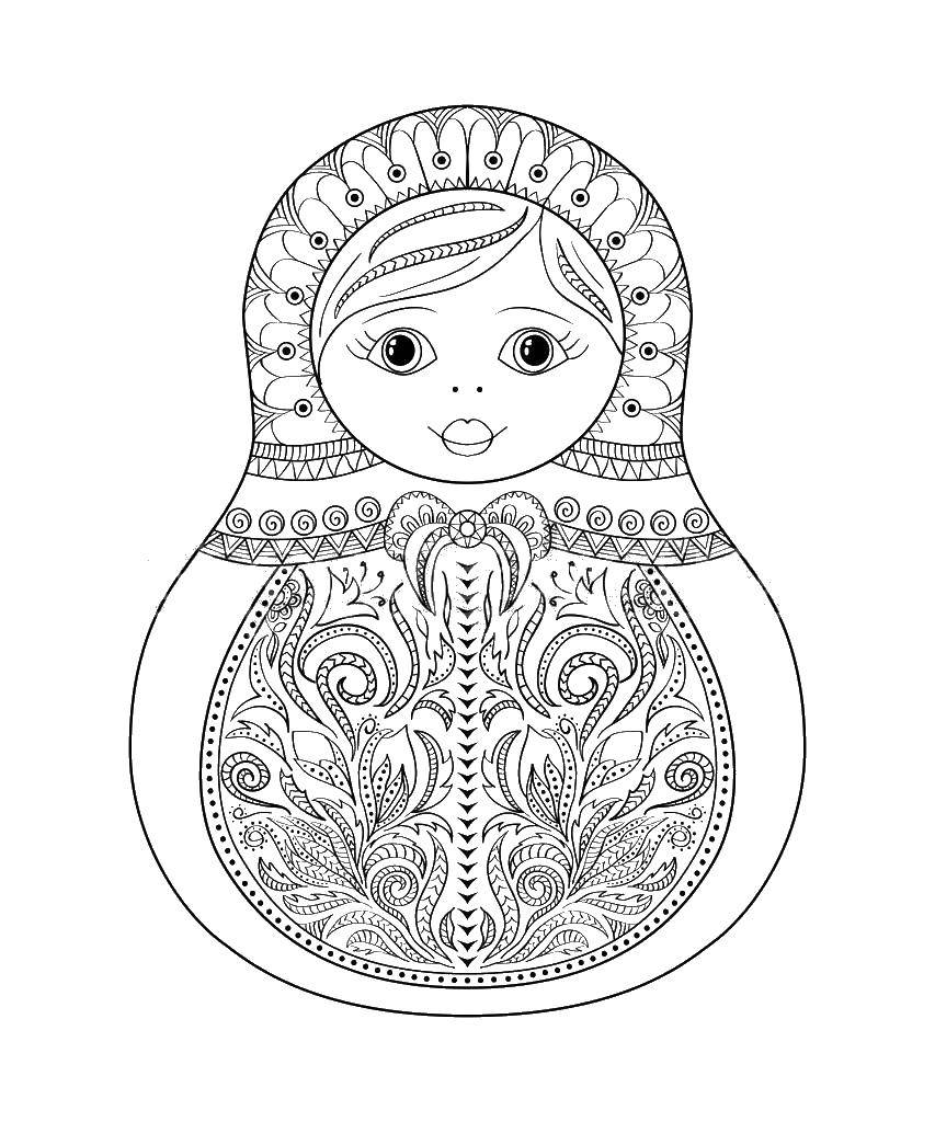 Coloring Matryoshka pattern. Category toy. Tags:  toy, dolls.