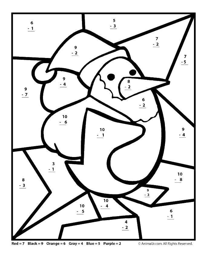 Coloring Penguin. Category mathematical coloring pages. Tags:  mathematics, mystery.