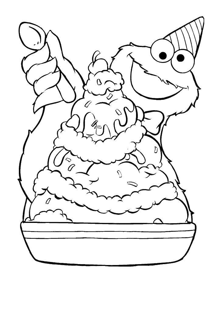 Coloring Monster eats ice cream. Category ice cream. Tags:  ice cream.