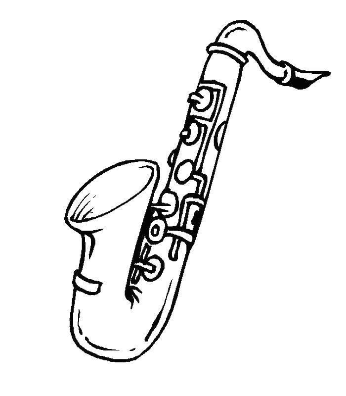 Название: Раскраска Красивый саксофон. Категория: Музыка. Теги: Музыка, инструмент, музыкант, ноты.